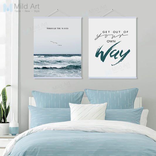 Lighthouse Seascape Motivational Quotes Wooden Framed Poster Prints Nordic Wall Art Pictures Home Decor Canvans Paintings Scroll