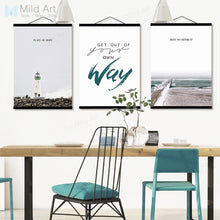Load image into Gallery viewer, Lighthouse Seascape Motivational Quotes Wooden Framed Poster Prints Nordic Wall Art Pictures Home Decor Canvans Paintings Scroll

