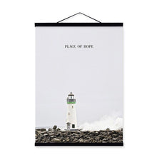 Load image into Gallery viewer, Lighthouse Seascape Motivational Quotes Wooden Framed Poster Prints Nordic Wall Art Pictures Home Decor Canvans Paintings Scroll
