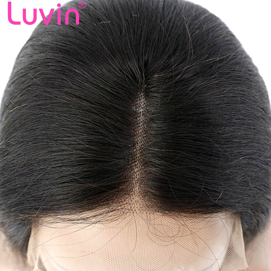 Luvin Peruvian Lace Closure Straight Bleached Knots 4x 4 With Body Hair Natural Color 100% Human Remy Hair Middle Free Part