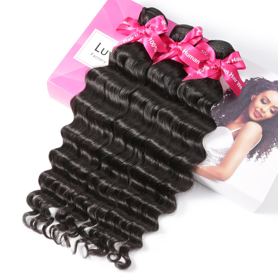 Luvin Brazilian Virgin Hair Loose Deeep Wave 3 Pcs/Lots 100% Unprocessed Human Hair Bundles Weaves Soft Hair Free Shipping