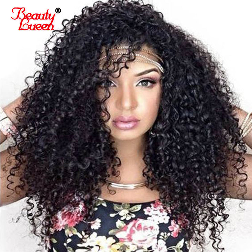 Indian Curly Wig Lace Front Human Hair Wigs For Women 150% Density Natural Black Pre Plucked Lace Front Wig Remy Beauty Lueen