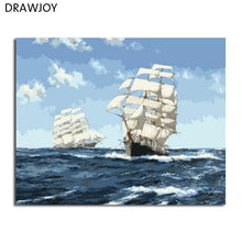 Load image into Gallery viewer, DRAWJOY Framed Home Decor Picture Painting By Numbers Seascape DIY Canvas Oil Painting Wall Art For Living Room Picture
