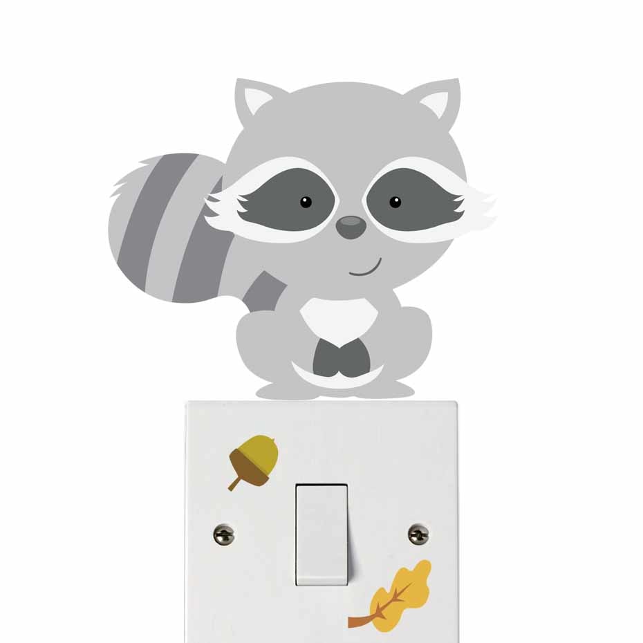 Cartoon Animal Bear Owl Zebra Color Light Switch Wall Stickers For Kids Rooms Wall Art