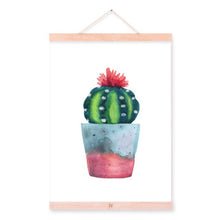 Load image into Gallery viewer, Watercolor Green Plant Cactus Succulent Cactus Wooden Framed Posters Nordic Wall Art Canvas Paintings Home Decor Pictures Scroll
