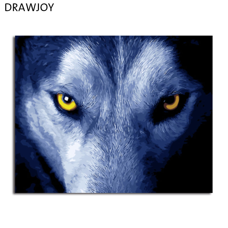 DRAWJOY Framed Picture Painting & Calligraphy Of Animal Wolf Elephants DIY Painting By Numbers Coloring By Numbers