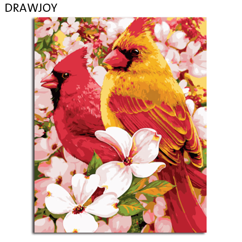 DRAWJOY Framed Picture DIY Painting By Numbers On Canvas Painting & Calligraphy Of Loely Animals Coloring By Numbers