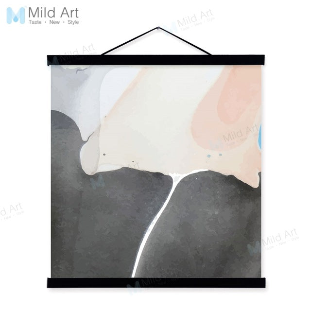 Watercolor Abstract Black Pink Geomatric Wooden Framed Canvas Painting Nordic Wall Art Pictures Home Decor Poster Hanger Scroll
