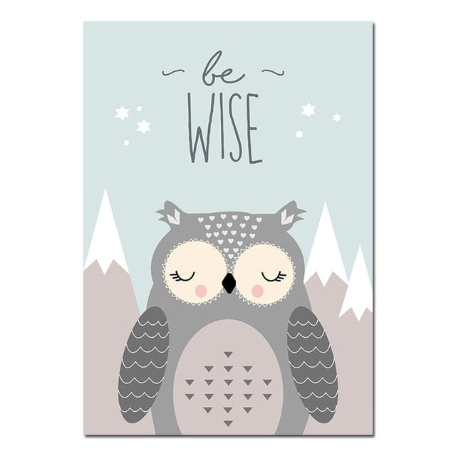 Woodland Animal Owl Deer Posters Nursery Prints Wall Art Canvas Painting Nordic Picture
