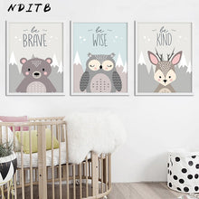 Load image into Gallery viewer, Woodland Animal Owl Deer Posters Nursery Prints Wall Art Canvas Painting Nordic Picture
