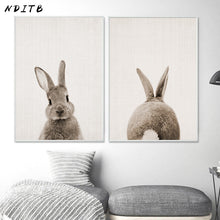 Load image into Gallery viewer, Rabbit Bunny Butt Tail Canvas Art Poster Woodland Baby Animal Nursery Print Painting
