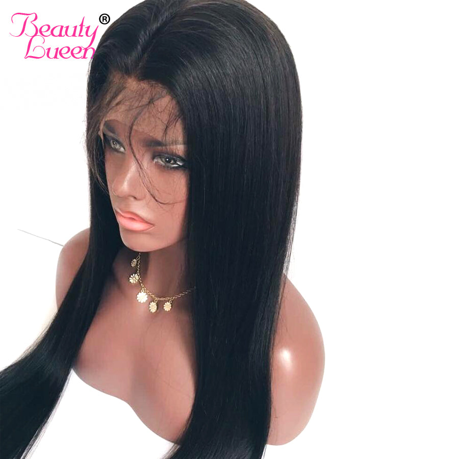 Lace Frontal Human Hair Wigs For Women Pre Plucked 150% Density Remy Brazilian Straight Lace Frontal Hair Wig Bleached Knots