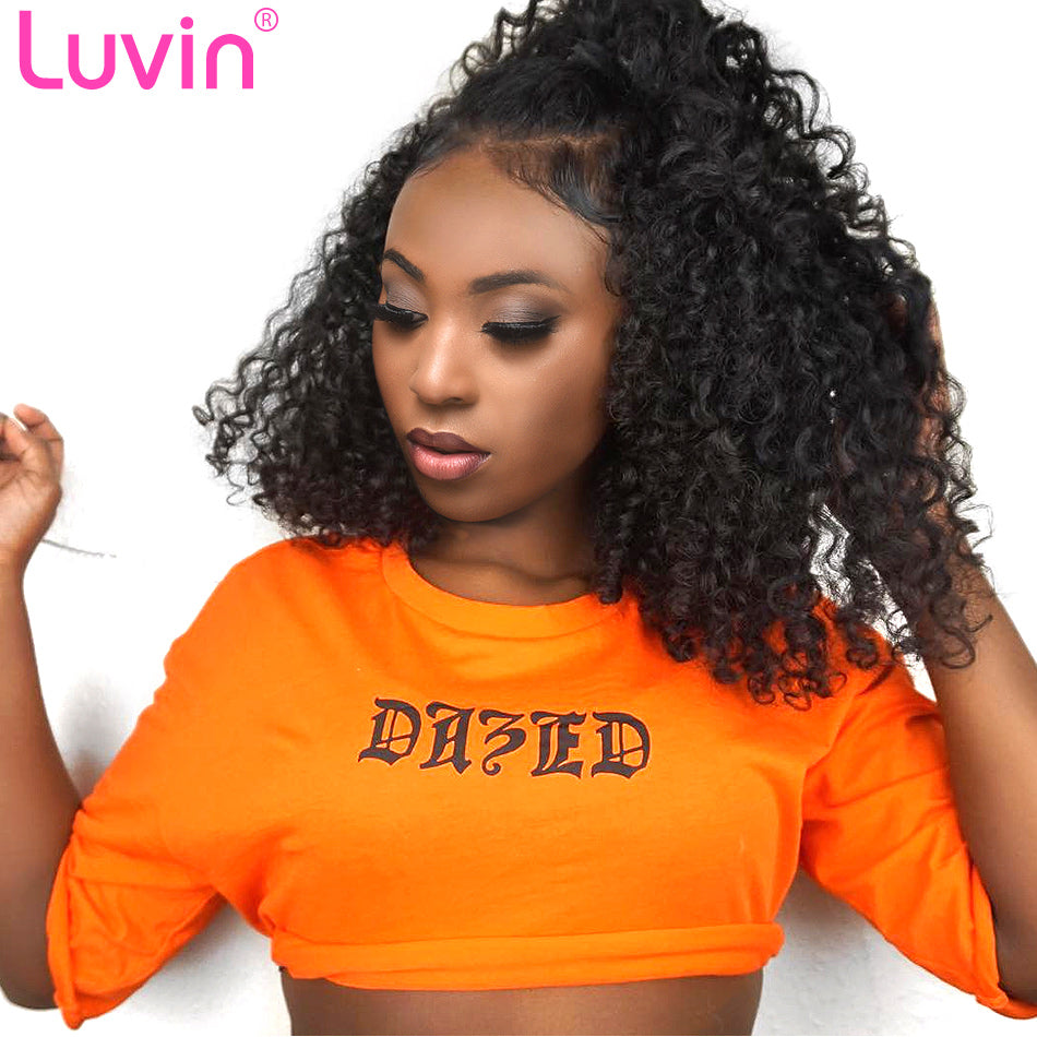 Luvin Deep Wave Short Glueless Lace Front Human Hair BOB Wigs With Baby Hair  Brazilian Remy Curly Hair Wigs Bleached Knots