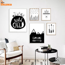 Load image into Gallery viewer, Arrow Explore Child Wall Art Print Canvas Painting Nordic Poster Black White Cartoon
