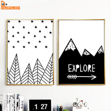 Load image into Gallery viewer, Arrow Explore Child Wall Art Print Canvas Painting Nordic Poster Black White Cartoon
