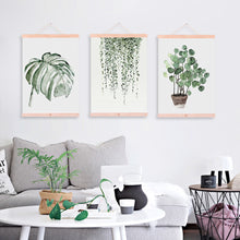 Load image into Gallery viewer, Watercolor Green Plant Leaf Poster A4 Wooden Framed Canvas Painting Modern Nordic Living Room Home Decor Wall Art Picture Scroll
