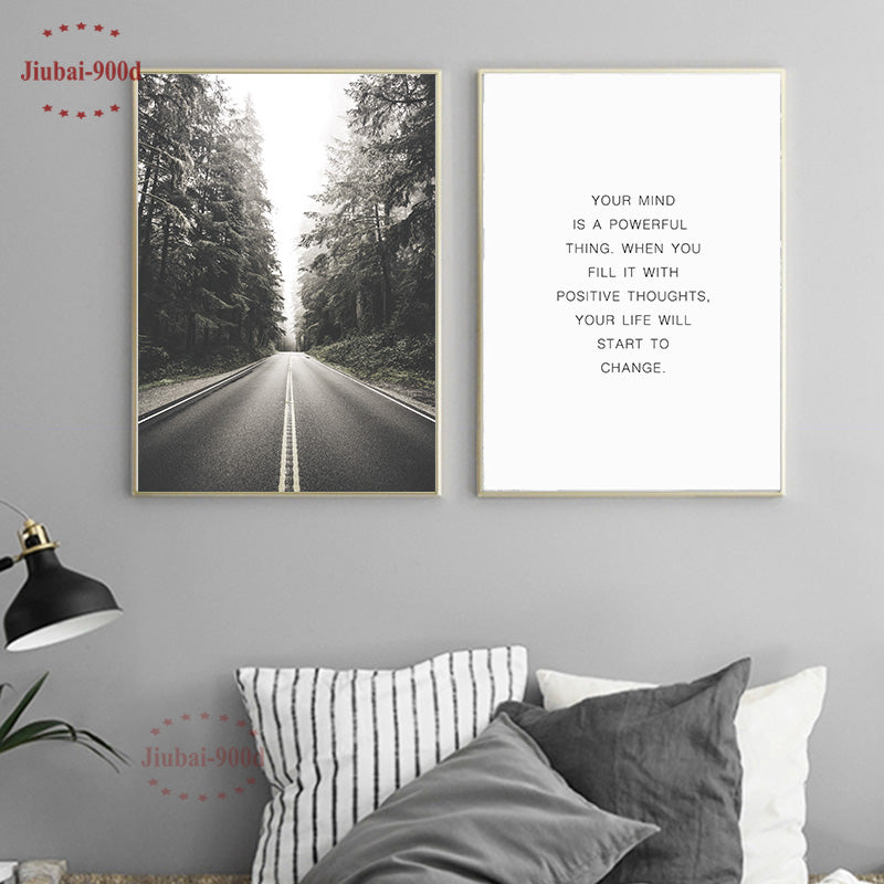 Nordic Posters And Prints Canvas Painting Poster, Forest Landscape Wall Pictures