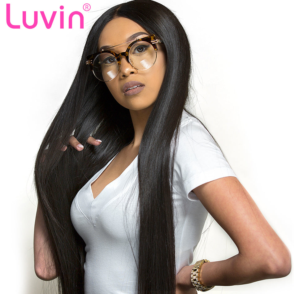 Luvin 250 Density Lace Front Human Hair Wigs For Women Black Pre Plucked With Baby Hair Straight Brazilian 360 Lace Frontal Wigs