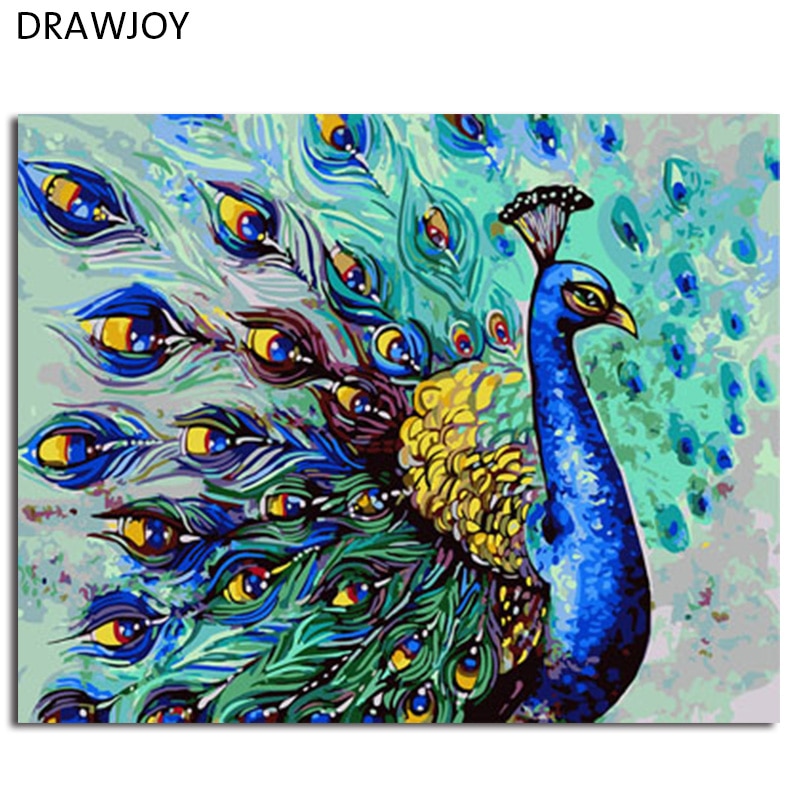 DRAWJOY Framed DIY Painting By Numbers Digital Oil Painting On Canvas Home Decoration For Living Room Wall Art