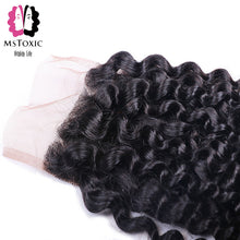 Load image into Gallery viewer, Mstoxic Afro Kinky Curly Bundles With Closure Non-Remy Human Hair Bundles With Closure Brazilian Hair Weave Bundles With Closure
