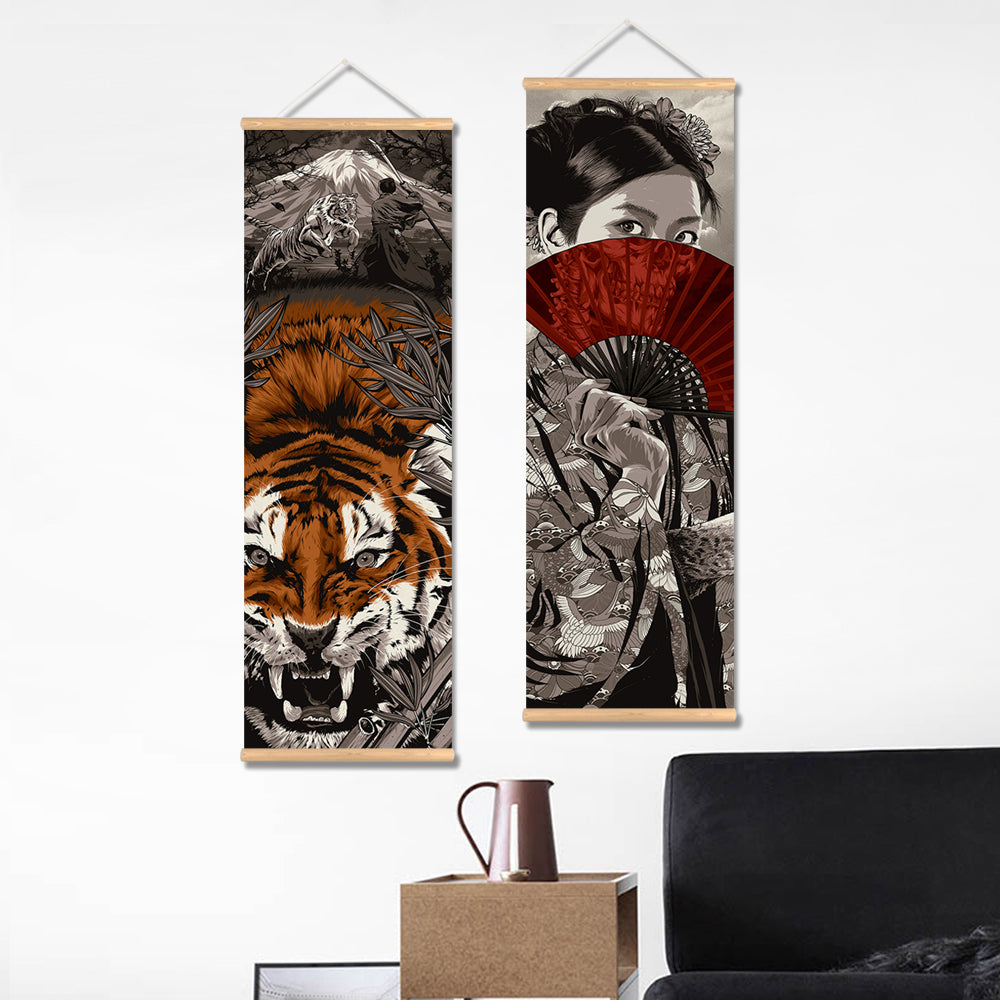 Japan Samurai Poster and Prints Scroll Painting Canvas