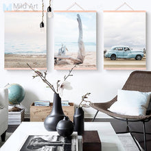 Load image into Gallery viewer, Sea Beach Tree Landscape Vintage Car Wooden Framed Poster Prints Scandinavian Wall Art Picture Home Decor Canvas Painting Scroll

