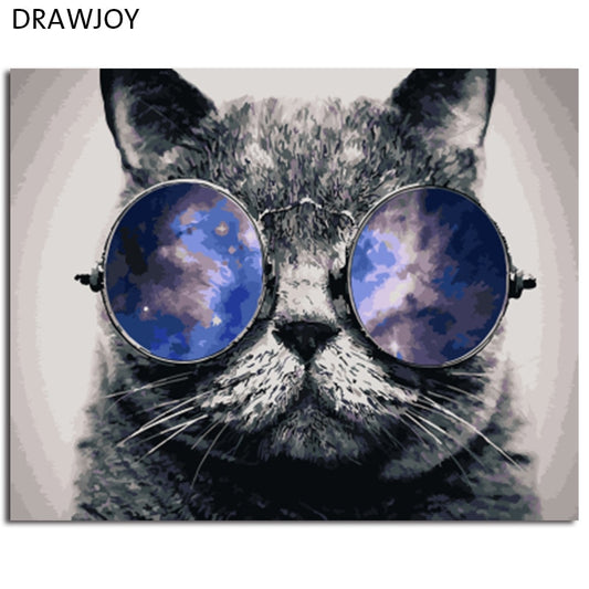 DRAWJOY Framed Animal Cat Painting & Calligraphy DIY Painting By Numbers Coloring By Numbers On Canvas For Home Decor