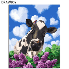 Load image into Gallery viewer, DRAWJOY Framed Animal Cow DIY Painting By Numbers On Canvas Painting And Calligraphy Wall Art For Home Decor 40x50
