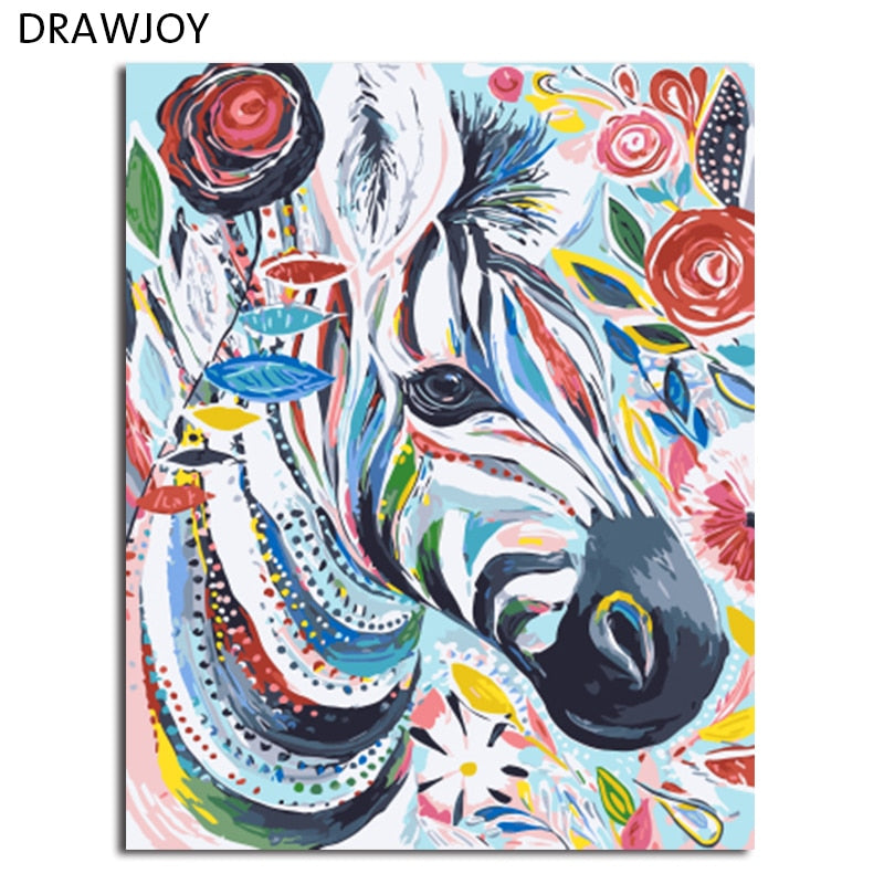 DRAWJOY Framed Picture DIY Painting By Numbers On Canvas Painting & Calligraphy Of Loely Animals Coloring By Numbers
