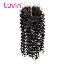 Load image into Gallery viewer, Luvin Malaysian Curly Hair Lace Closure 100% Human Hair Middle Part Bleached Knots With Baby Hair Brazilian Deep Wave Free Part
