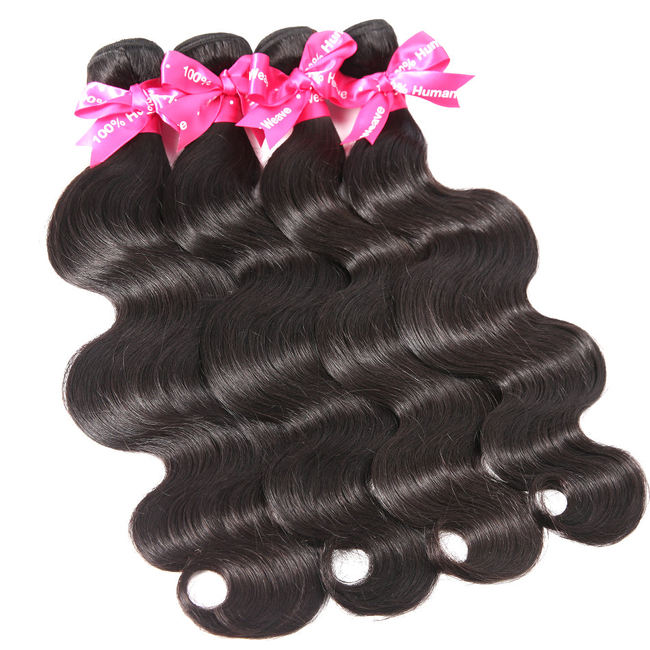 Luvin Brazilian Hair Weave 1 Bundles Body Wave Virgin Hair Weave 100% Unprocessed Natural Human Hair Extensions 30 Inch Bundles