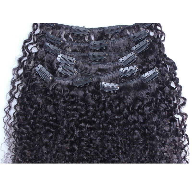 3B 3C Kinky Curly Clip In Human Hair Extensions Mongolian Prosa Nautral Color Clip-in Full Head 7 Pcs Remy Hair 120G