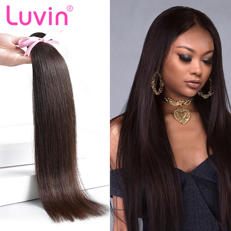 Luvin Brazilian Hair Weave Bundles Straight 100% Human Hair 30 Inch Bundles Natural Color Remy Hair Weft Hair Extension