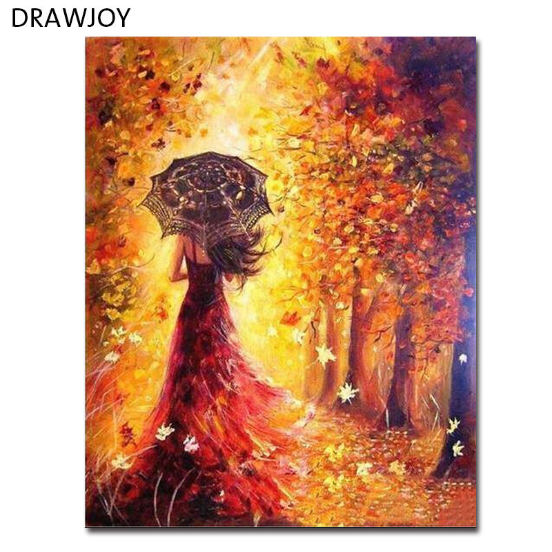 DIY Framed Pictures Painting By Numbers Of Beauty Lady DIY Canvas Oil Painting Home Decor For Living Room GX5582 40*50cm