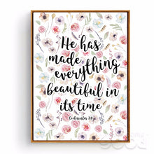 Load image into Gallery viewer, Bible Verse Canvas Art print Poster, Christian Verses for the Wall Decoration Nursery Bible Verse, Flowers Wall Picture CM028-1
