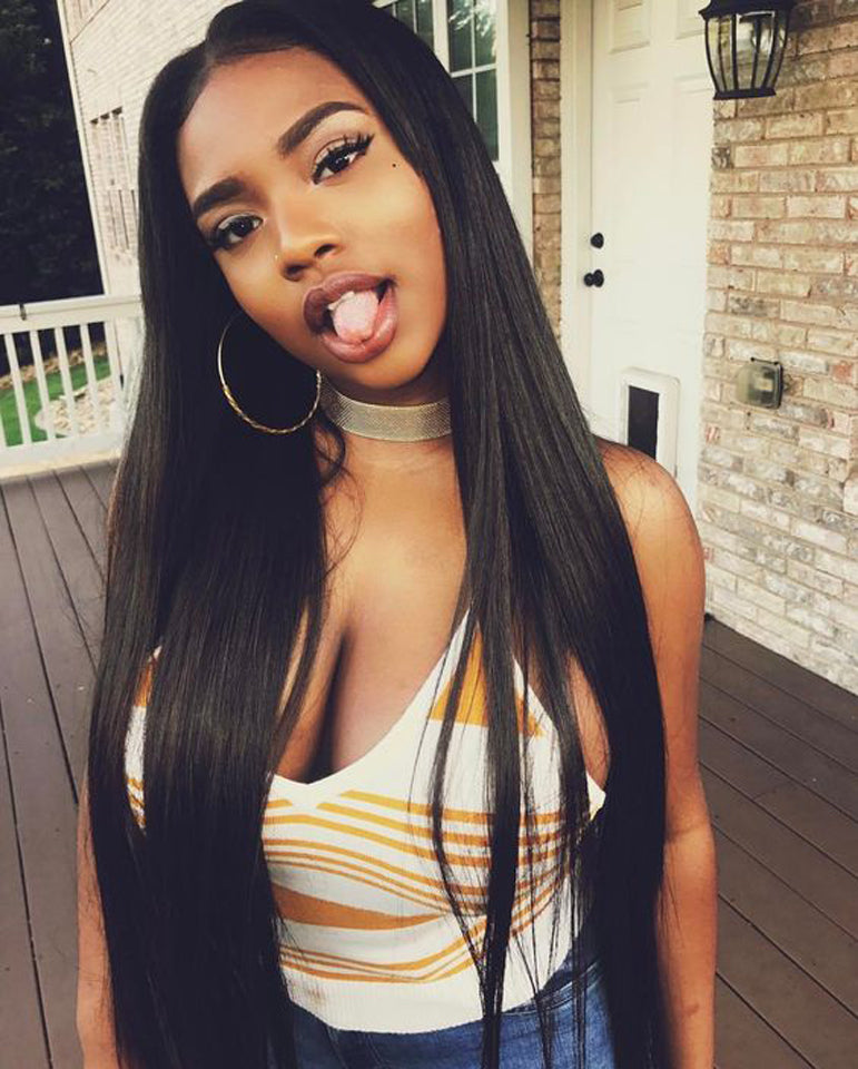 Straight 360 Lace Frontal Wig Pre Plucked With Baby Hair 150% Density Lace Front Human Hair Wigs For Black Women Remy Hair