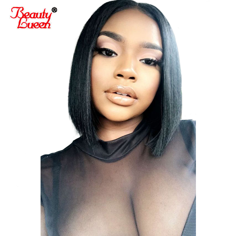 Short Bob Lace Front Human Hair Wigs With Baby Hair 8-14 Straight Brazilian Remy Hair Wigs For Black Women With Pre Plucked