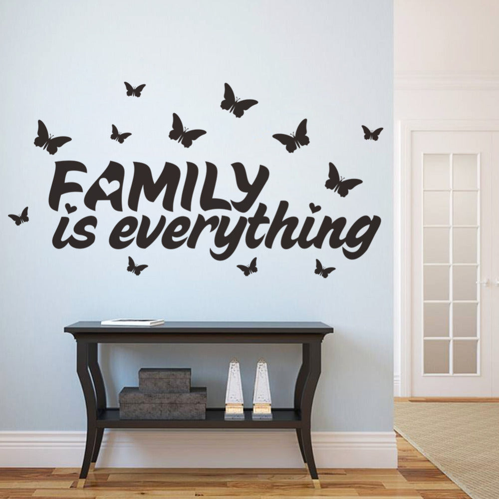 Family Is Everything Butterfly Arounding creative quote wall decals DIY Wall Stickers Sofa Parlor Bedroom Decoration