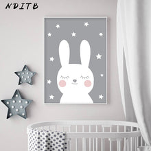 Load image into Gallery viewer, Rabbit Heart Nursery Wall Art Canvas Painting Cartoon Posters and Prints Decorative
