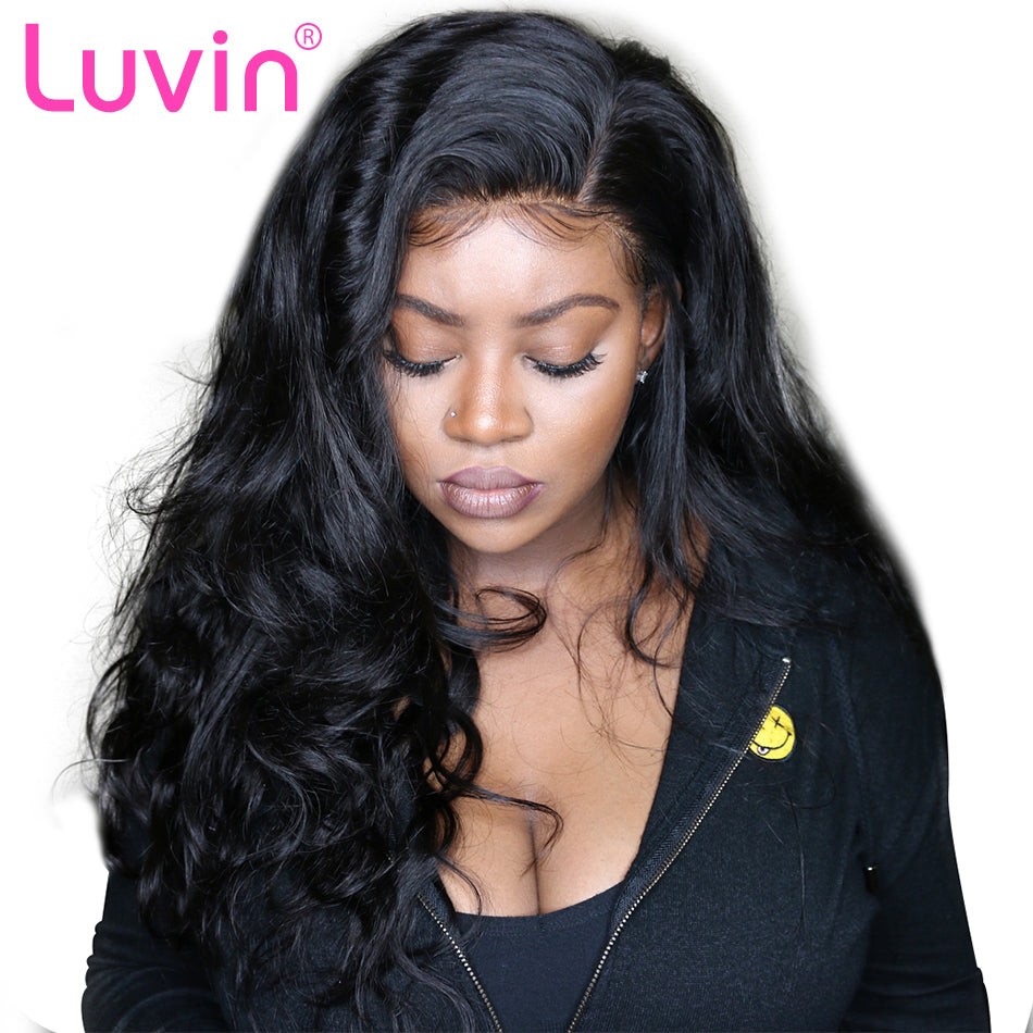 Luvin 250 Density Lace Front Human Hair Wigs For Women 360 lace frontal wig pre plucked with baby hair Brazilian Remy Body Wave