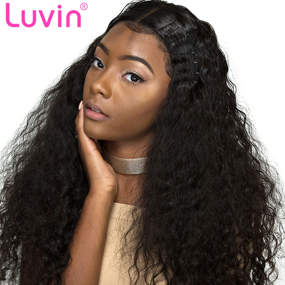 Luvin 360 Lace Frontal Wigs For Black Women Pre Plucked With Baby Hair Malaysian Curly Full Human Hair Lace Front Wig Deep Wave