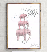 Load image into Gallery viewer, Elephant with Butterfly Sketch Canvas Art Print Painting Poster,  Wall Pictures for Home Decoration, Home Decor Ye15-3
