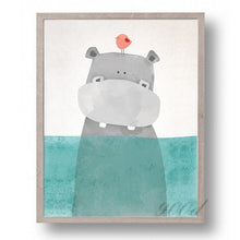 Load image into Gallery viewer, Cartoon Cute Hippo Canvas Art Print Painting Poster,  Wall Picture for Home Decoration,  Wall Decor FA400-2
