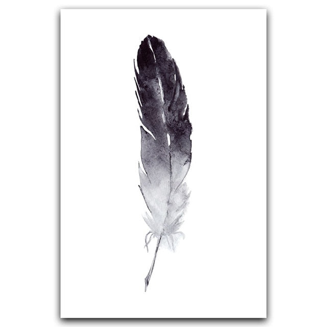 Black and White Dandelion Feathers Poster and Print Letter Love Wall Art Canvas Painting