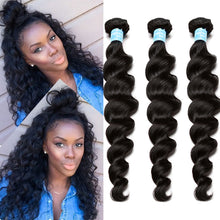 Load image into Gallery viewer, 3 loose Wave Bundles Deals Brazilian Virgin Hair Extensions 10-28&quot; Natural Color Human Hair Weaving Prosa Hair Products
