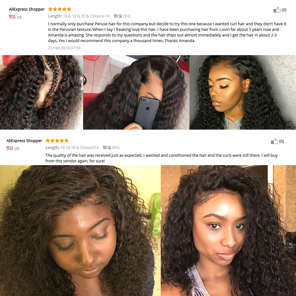 Luvin Brazilian Deep Wave Human Hair Weave 3 4 Bundles With Closure Curly Remy Hair Extension Cheap Bundles of Hair with Closure