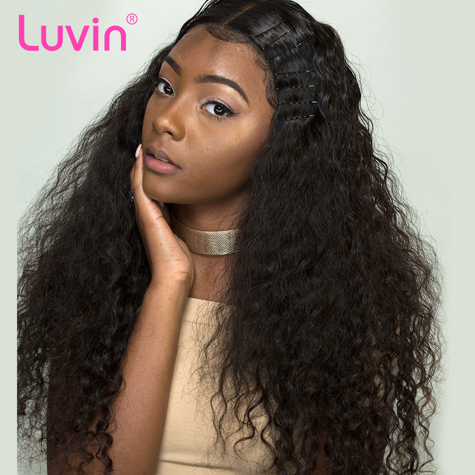 Luvin Curly Lace Front Human Hair Wigs Deep Wave Brazilian Remy Hair Short Bob Wigs For Black Women Water Wave Long Lace Wig
