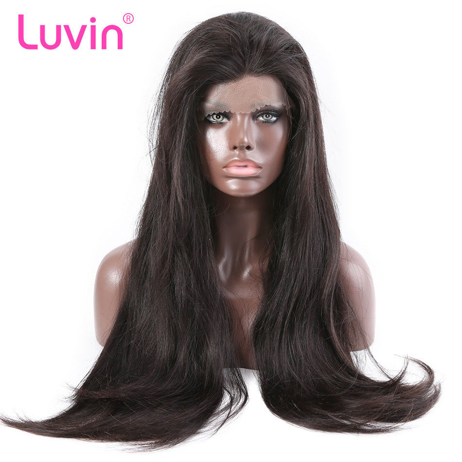Luvin 250 Density Lace Front Human Hair Wigs For Women Black Pre Plucked With Baby Hair Straight Brazilian 360 Lace Frontal Wigs
