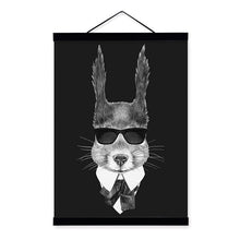 Load image into Gallery viewer, Modern Vintage Abstract Black White Mafia Animals Deer Fox Framed Canvas Paintin Nordic Home Decor Wall Art Print Picture Poster
