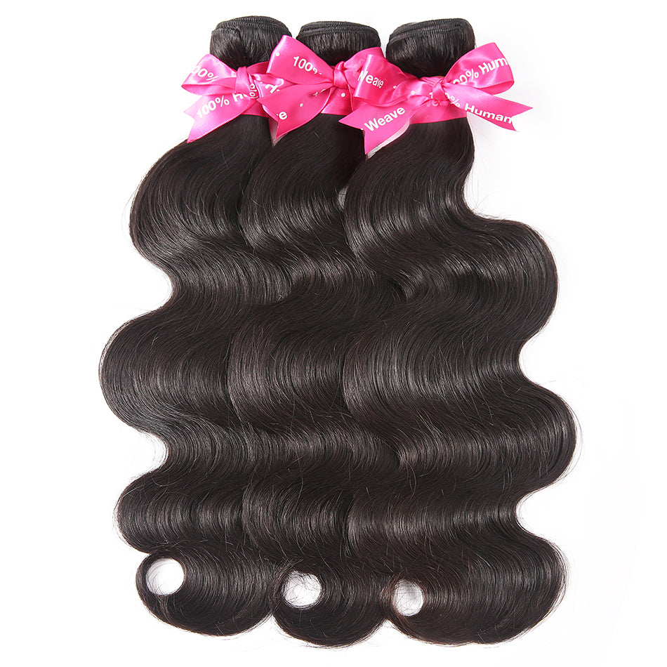 Luvin Brazilian Hair Weave Human Hair Bundles Body Wave Remy Hair 3 4 Bundles With Lace Frontal Closure Wavy Hair Extensions